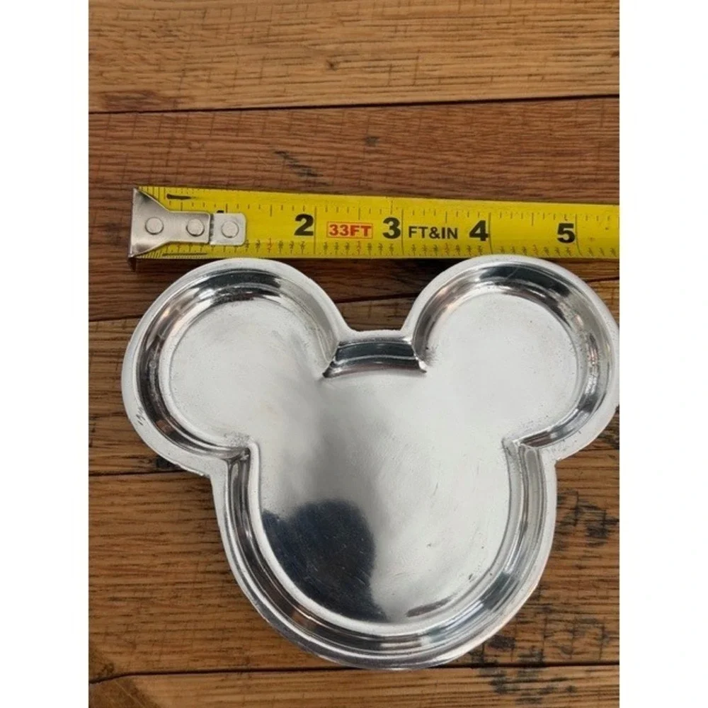 Disney Mickey Mouse Metal Trinket Dish Candy‎ Tray Silver Tone